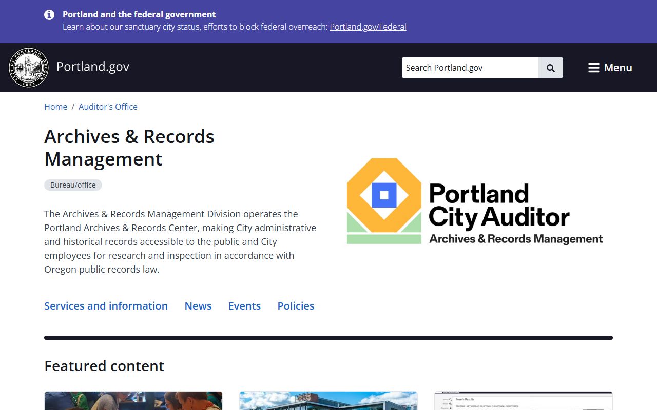 Portland City Archives website for death index research