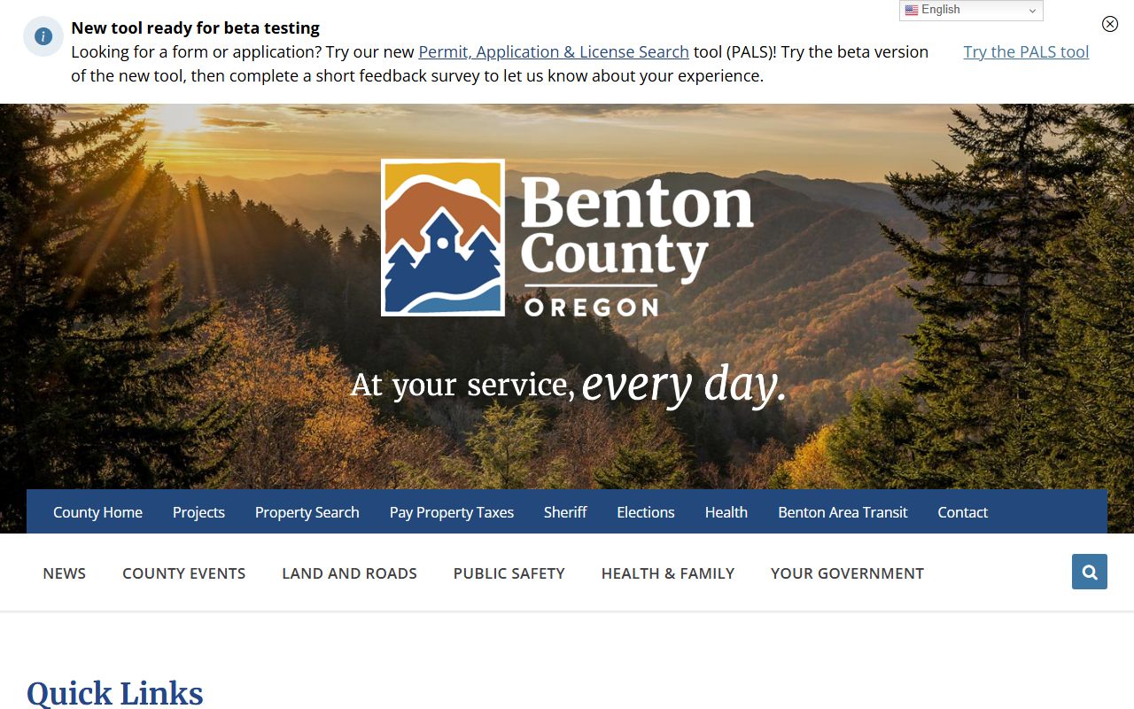 Benton County official website for death index records