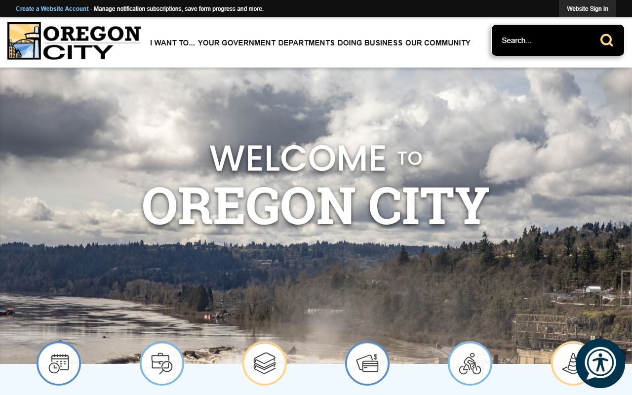 Oregon City municipal website with links to Clackamas County records
