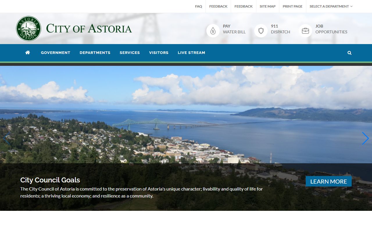 Astoria city website with links to local Clatsop County records