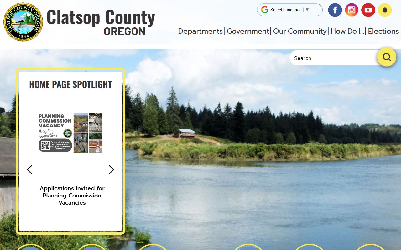 Clatsop County official website with clerk office information