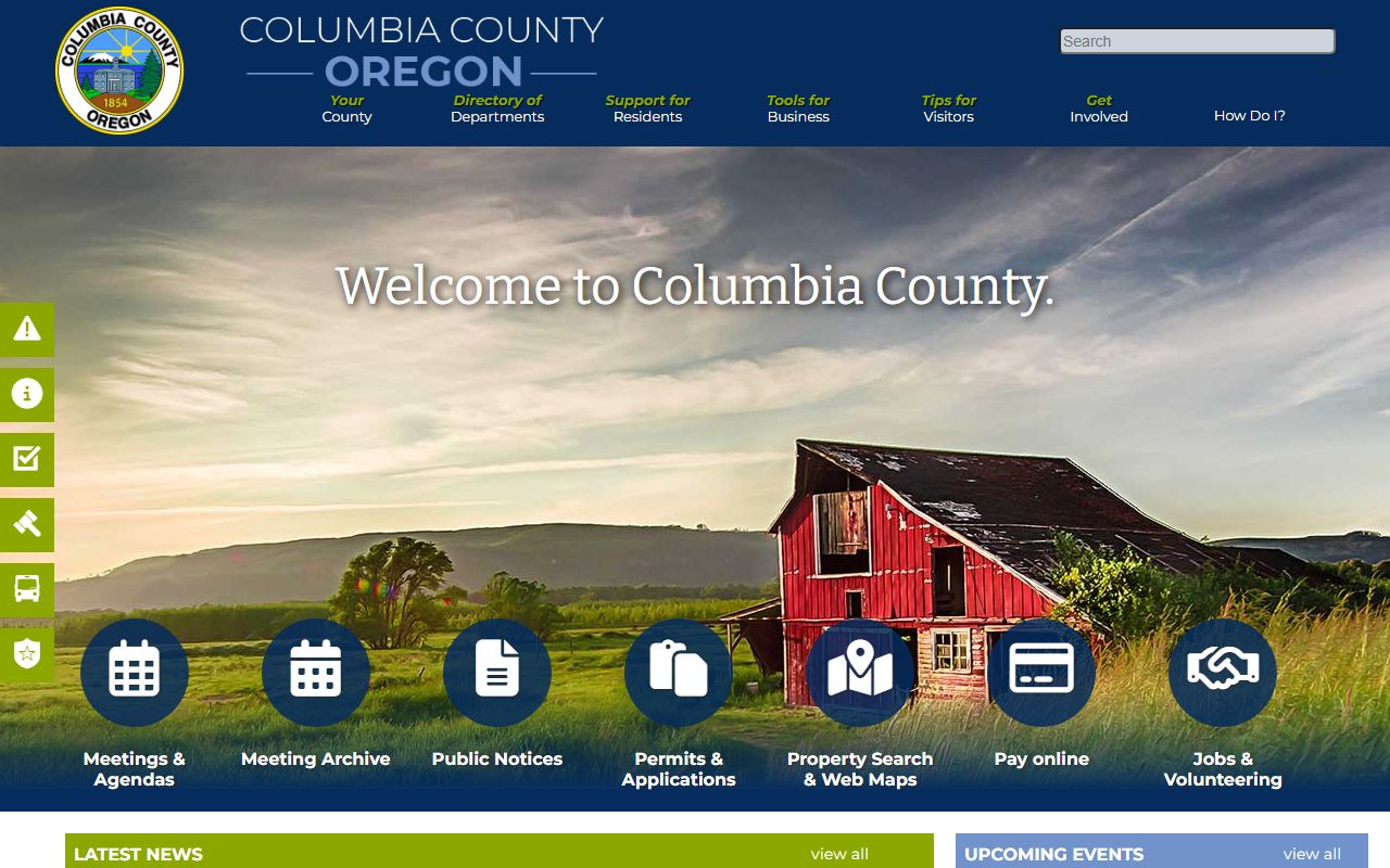 Columbia County official website with death index and clerk information