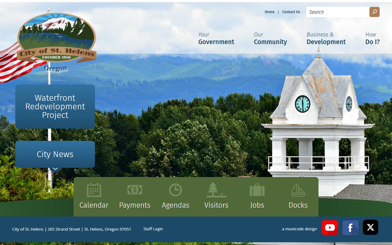St. Helens city website with links to Columbia County information