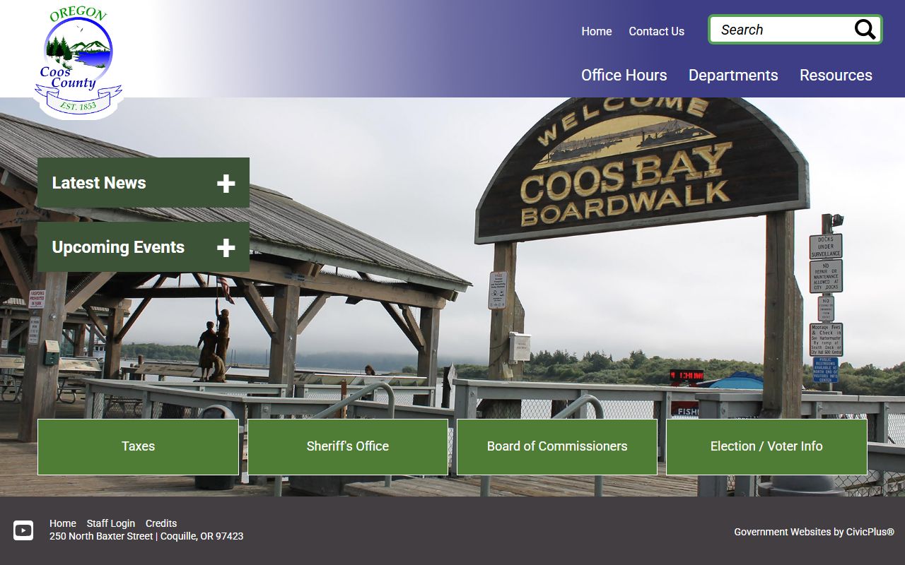 Coos County official website with clerk office and death index information