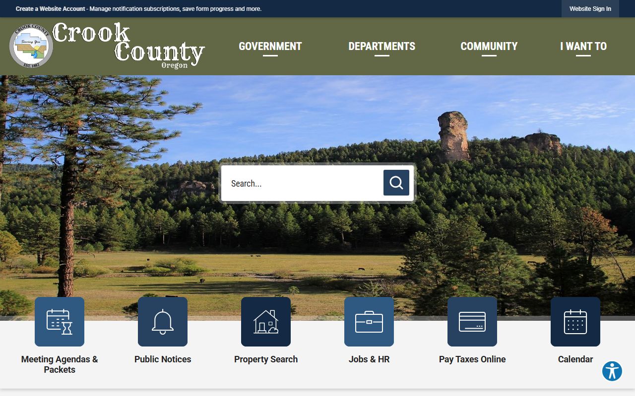 Crook County Clerk official website for death index records