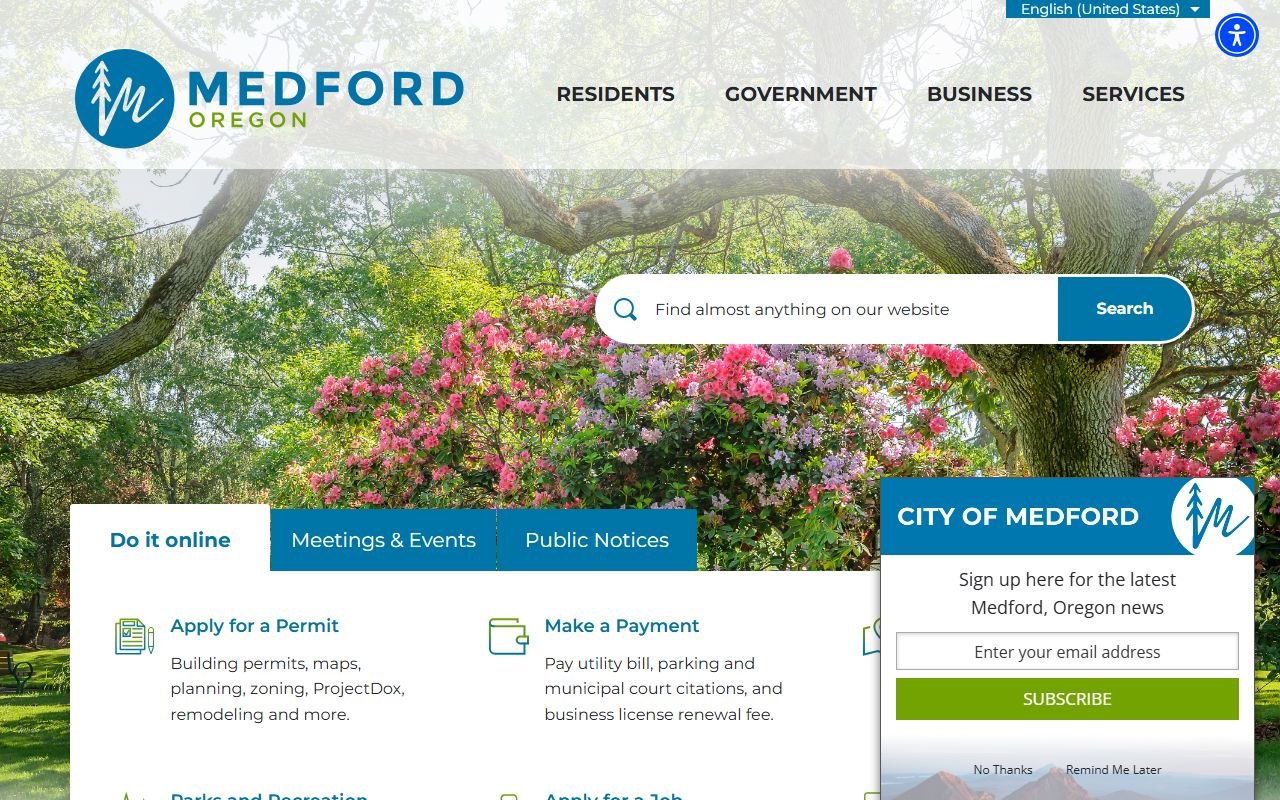 Medford city records page for Jackson County death index research