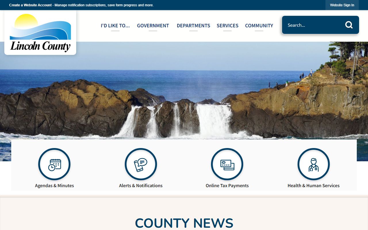 Lincoln County official website with death index record information