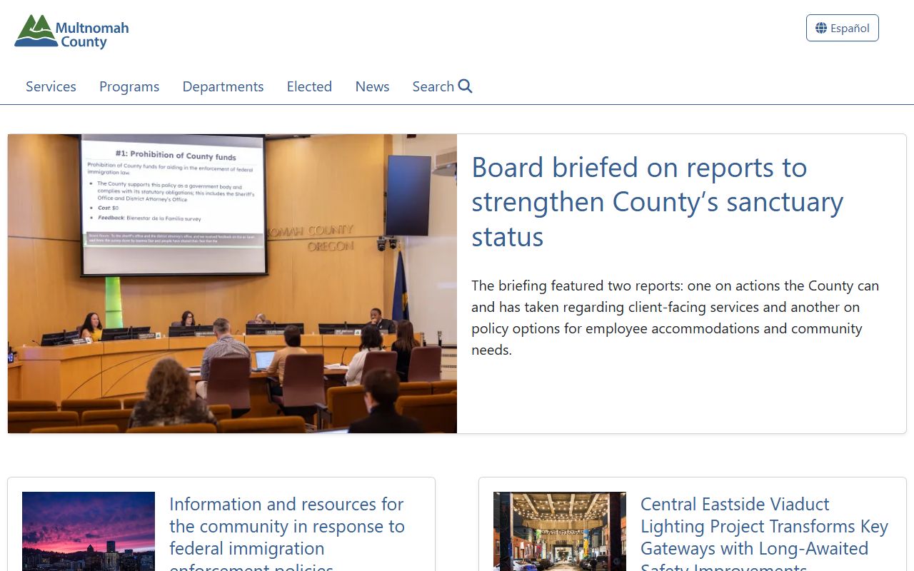 Multnomah County official website with links to death index and vital records