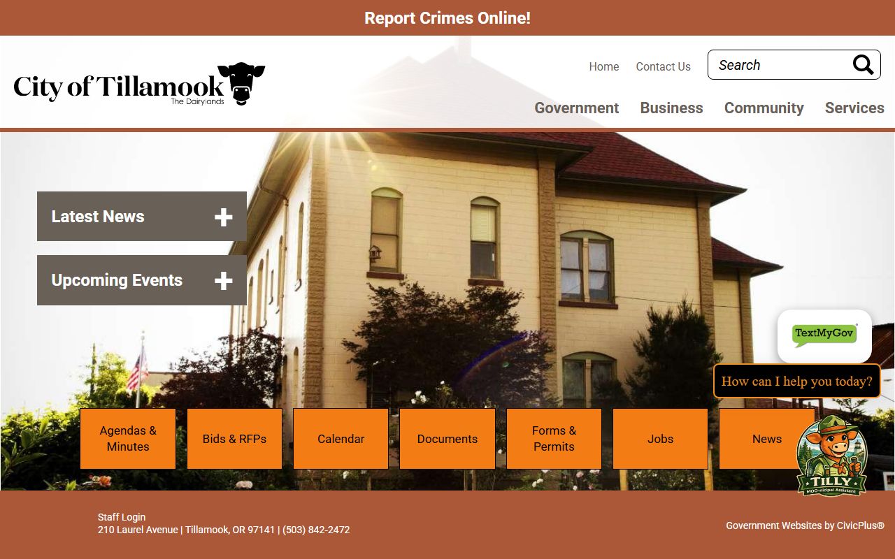 Tillamook city website with links to county records resources