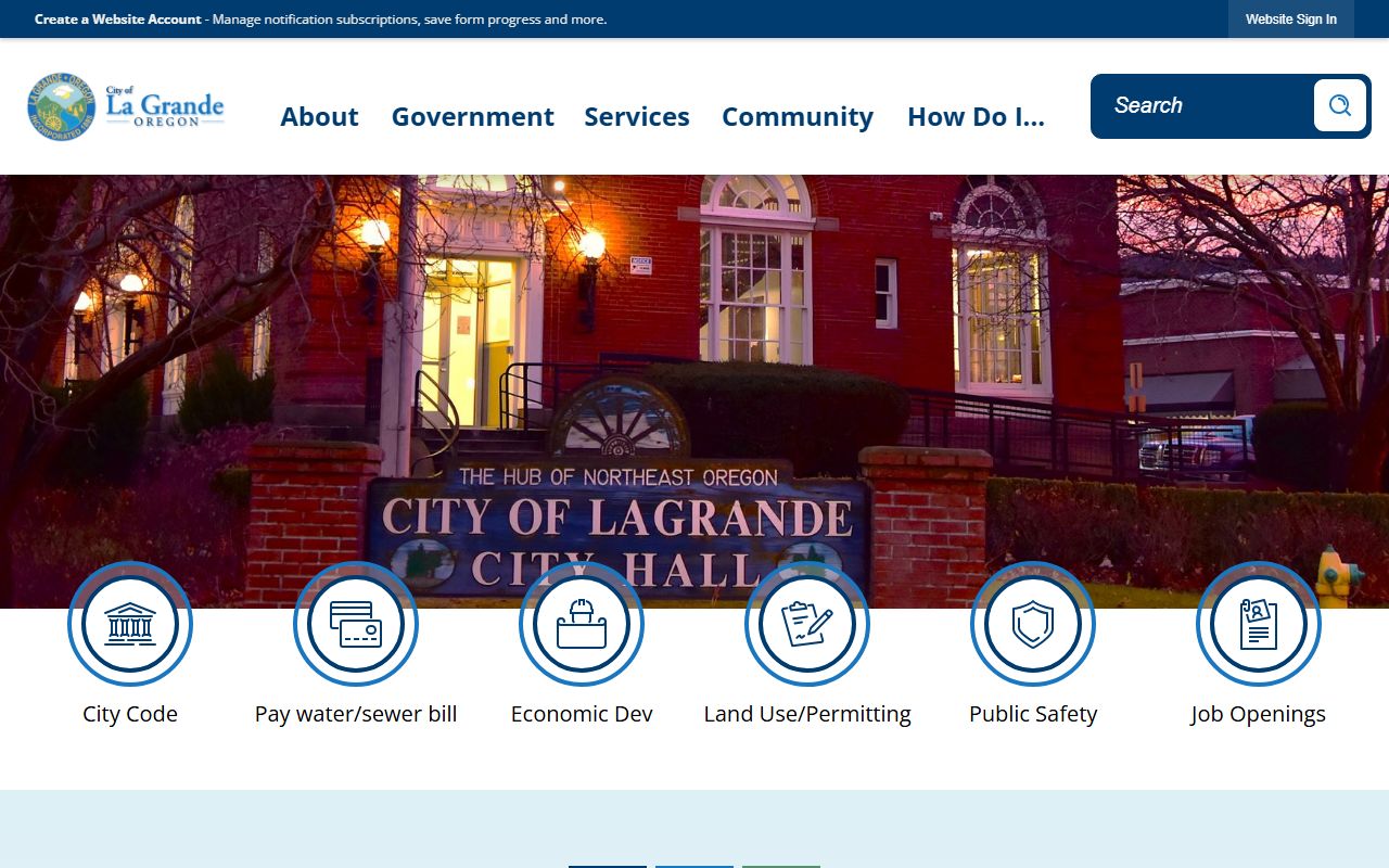 La Grande city records page for Union County death index research