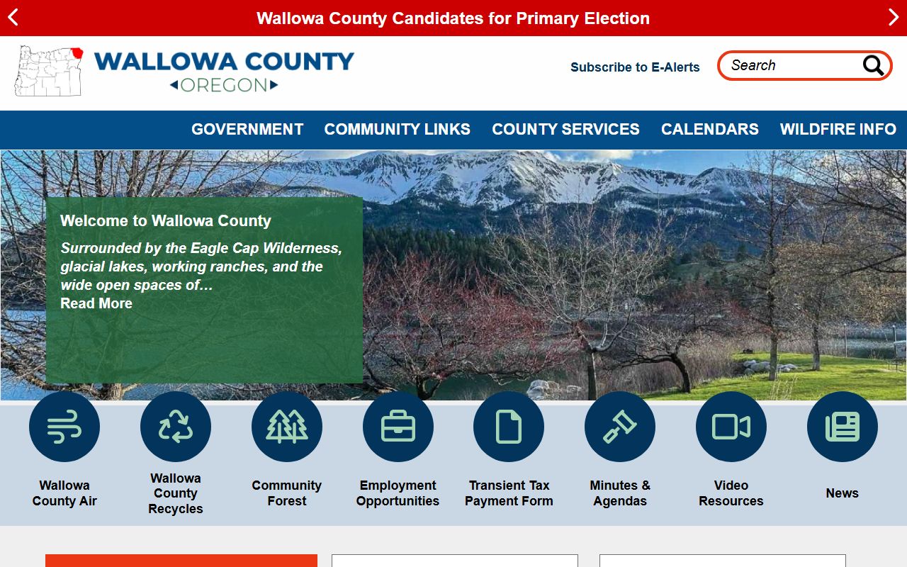 Wallowa County official website with death index record information