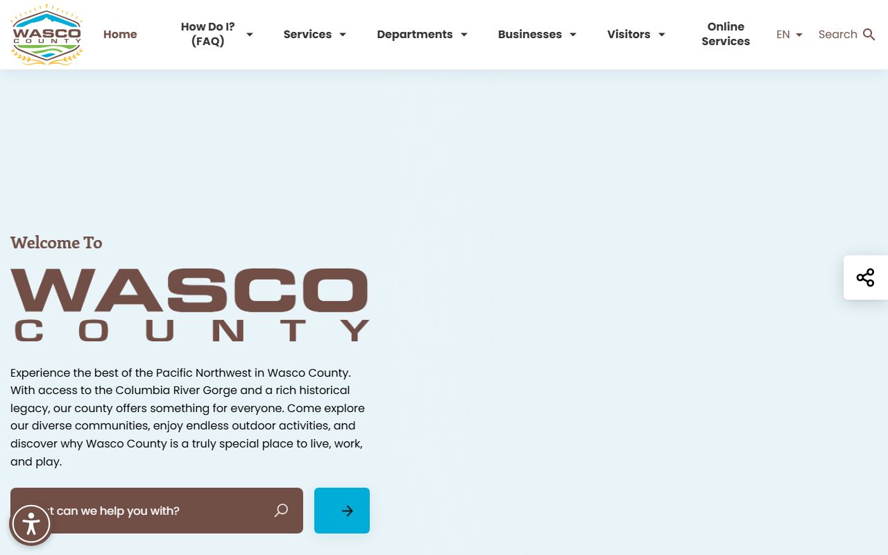 Wasco County official website with death index record information