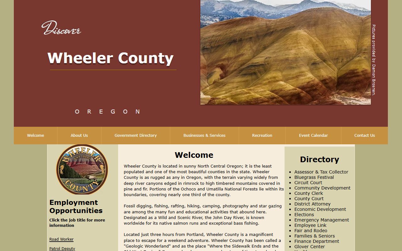 Wheeler County official website with death index record information