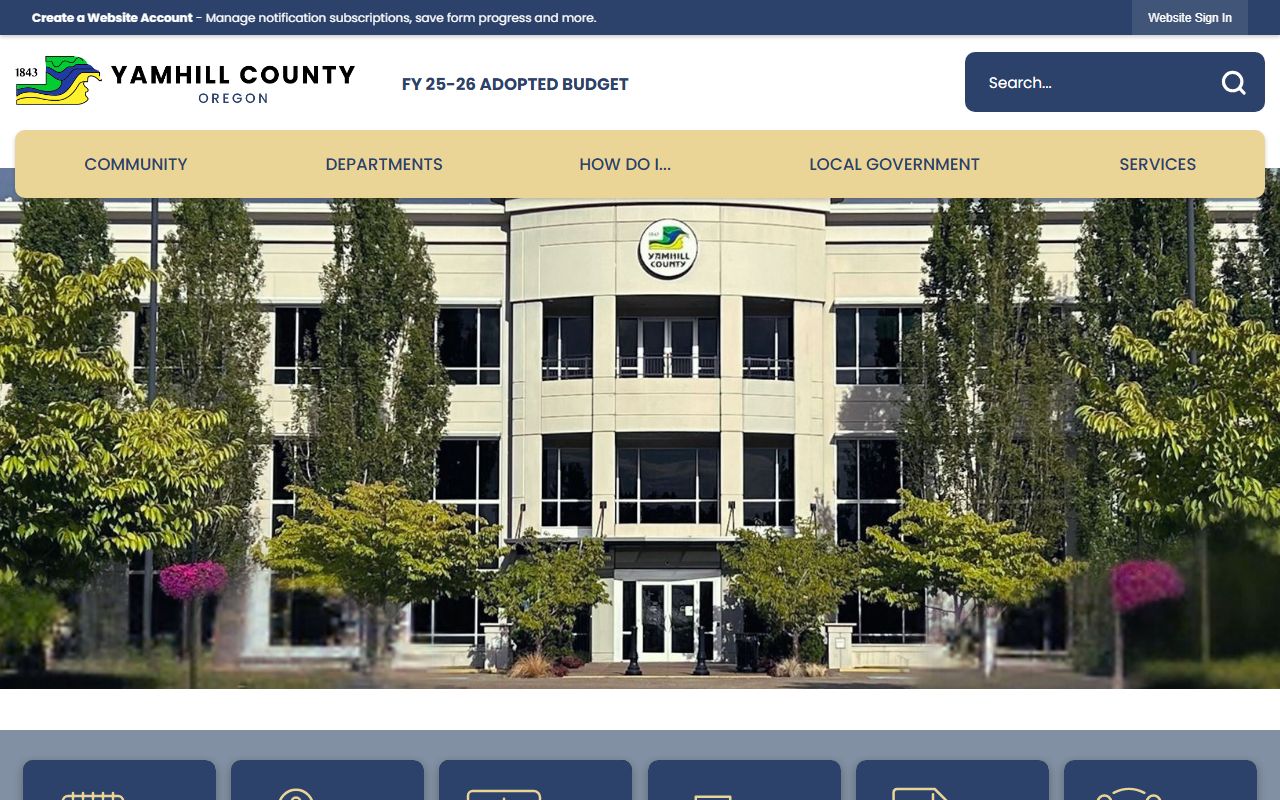 Yamhill County official website with death index record information